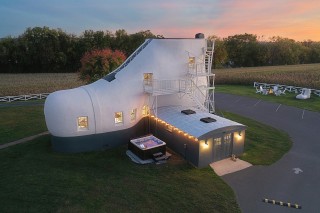 Shoe House Exterior with Lights